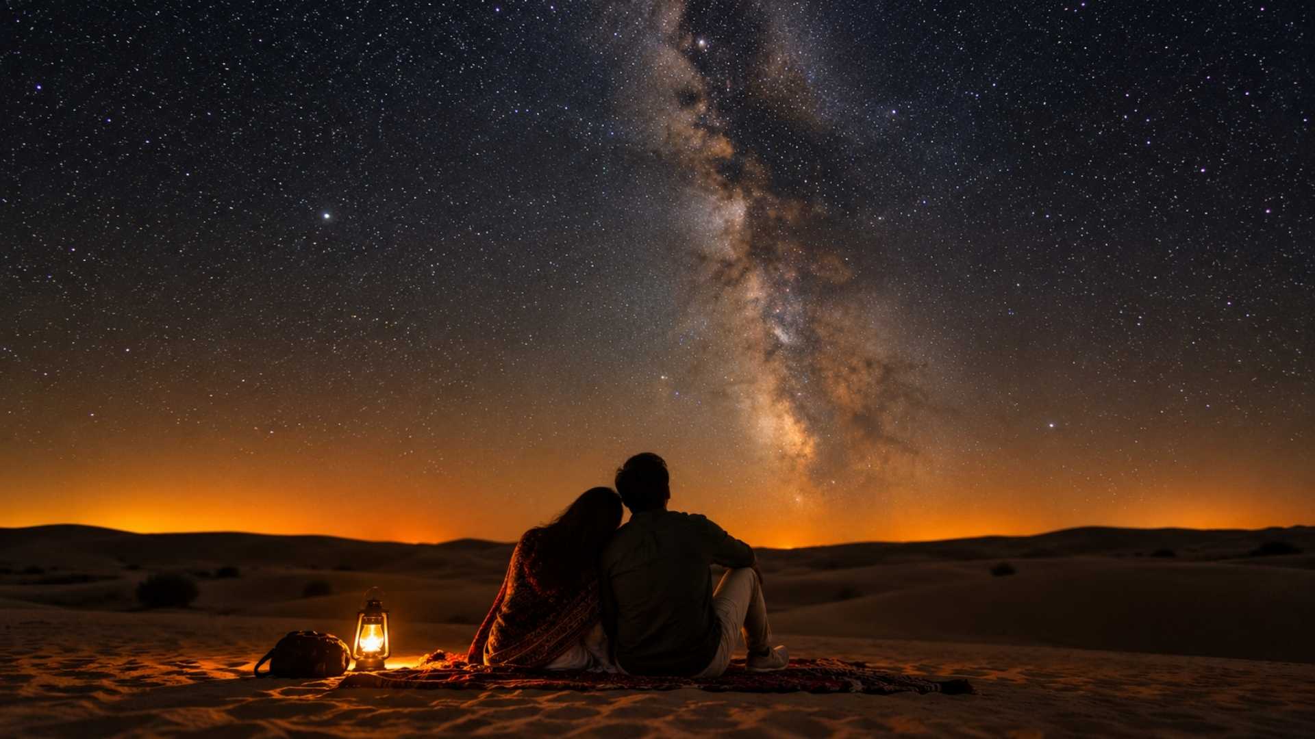 Couple enjoying a desert camping experience in Jaisalmer