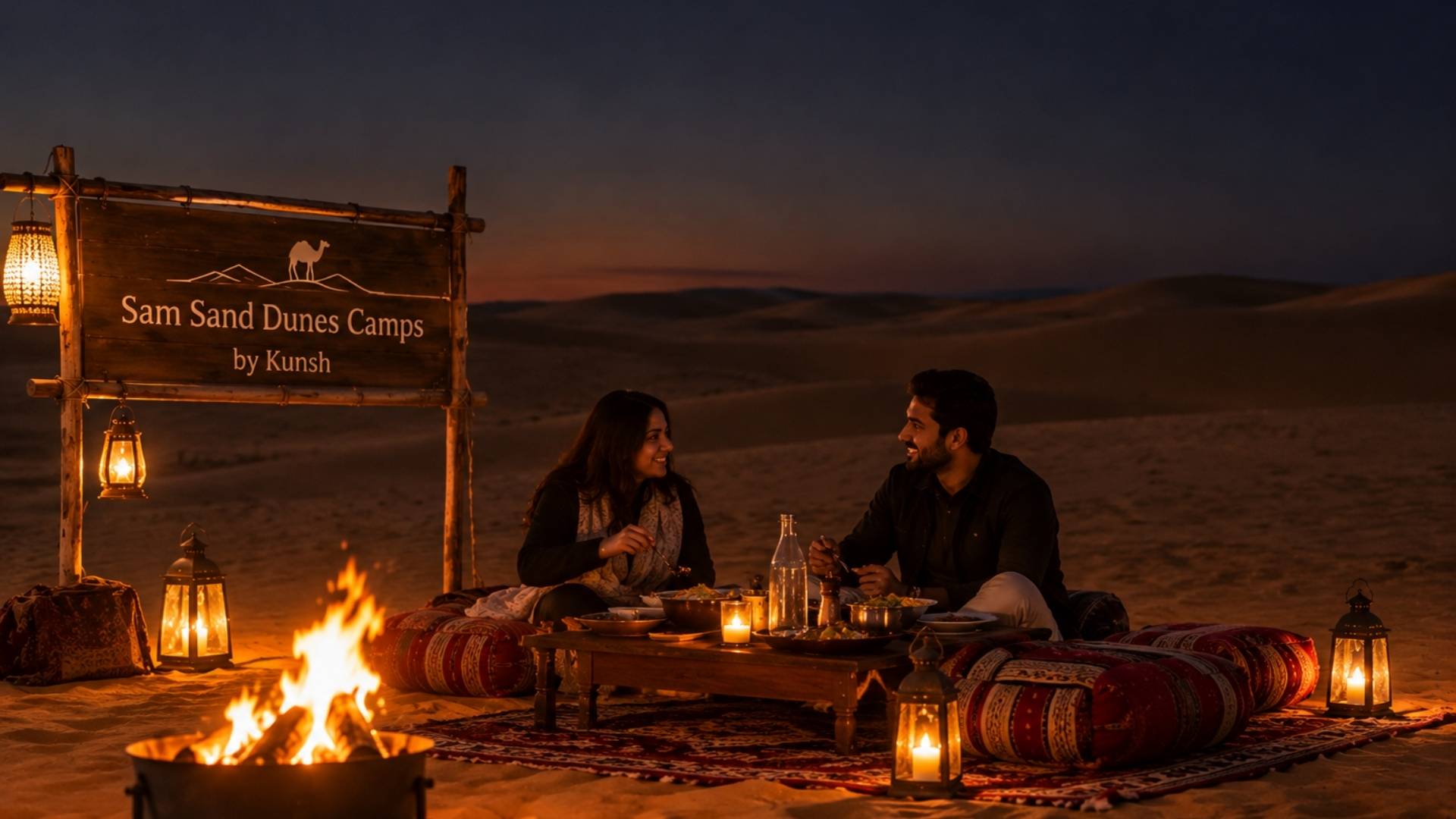 Traditional dinner at a Jaisalmer desert camp