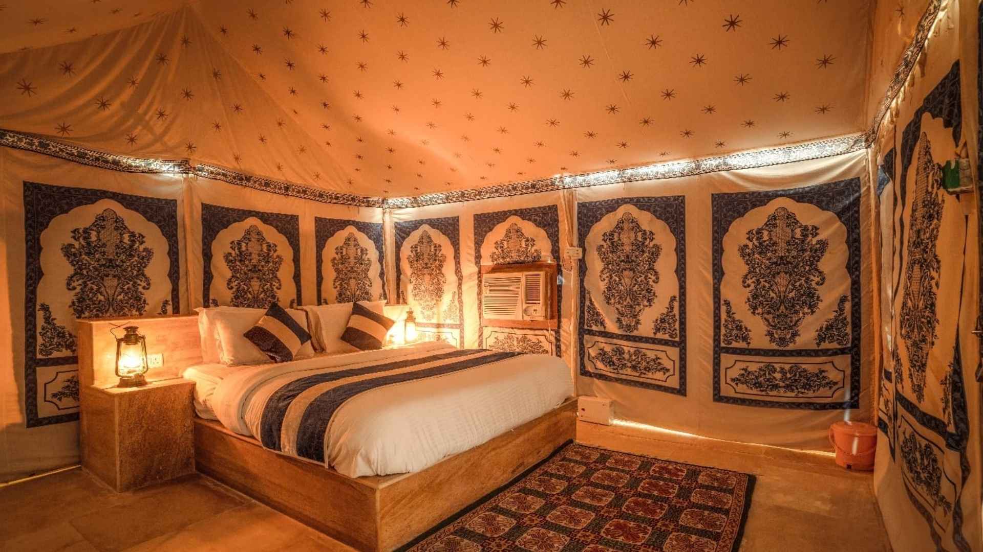 Luxury desert tent interior in Jaisalmer