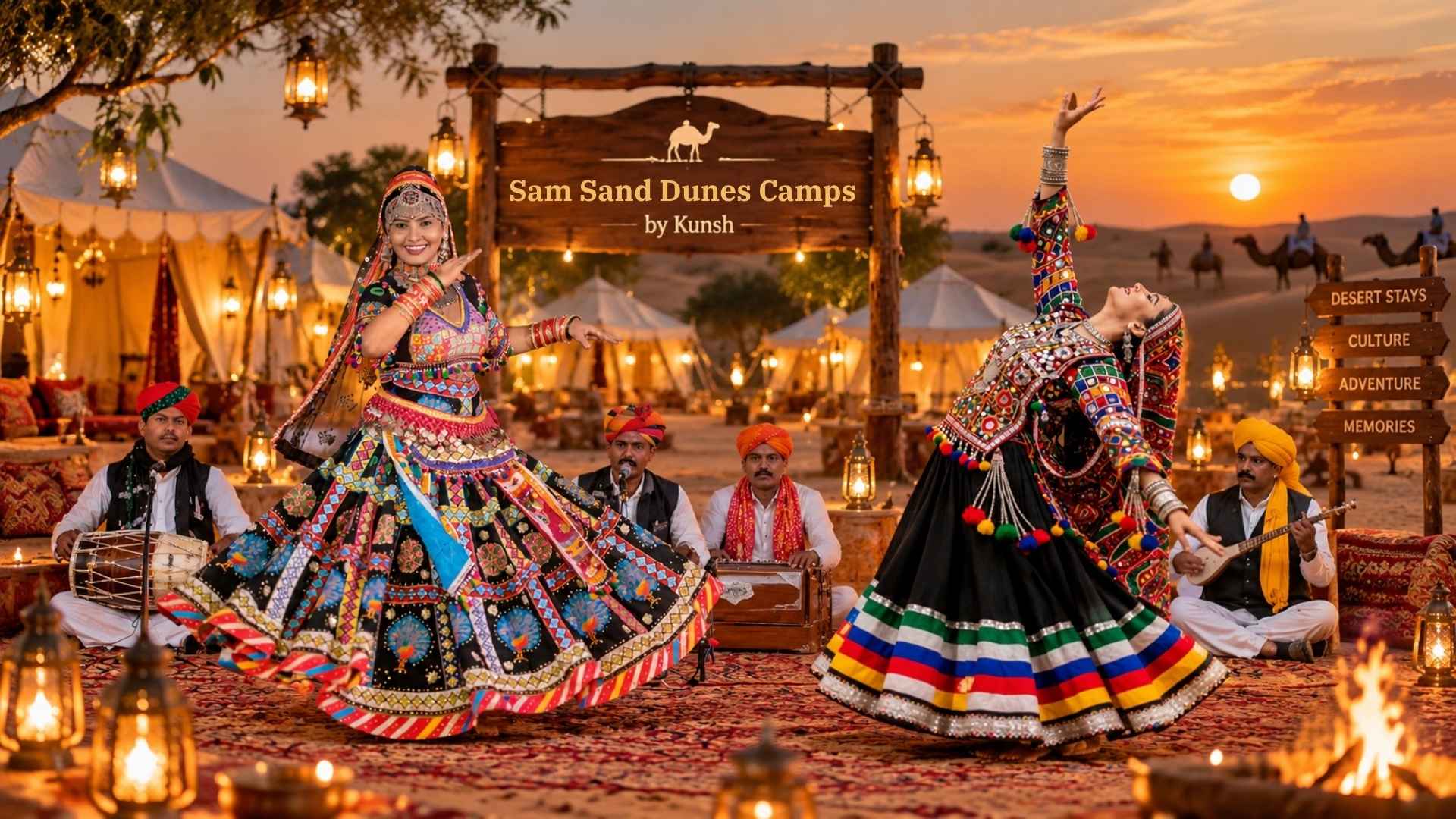 Rajasthani folk dance at a Jaisalmer desert camp